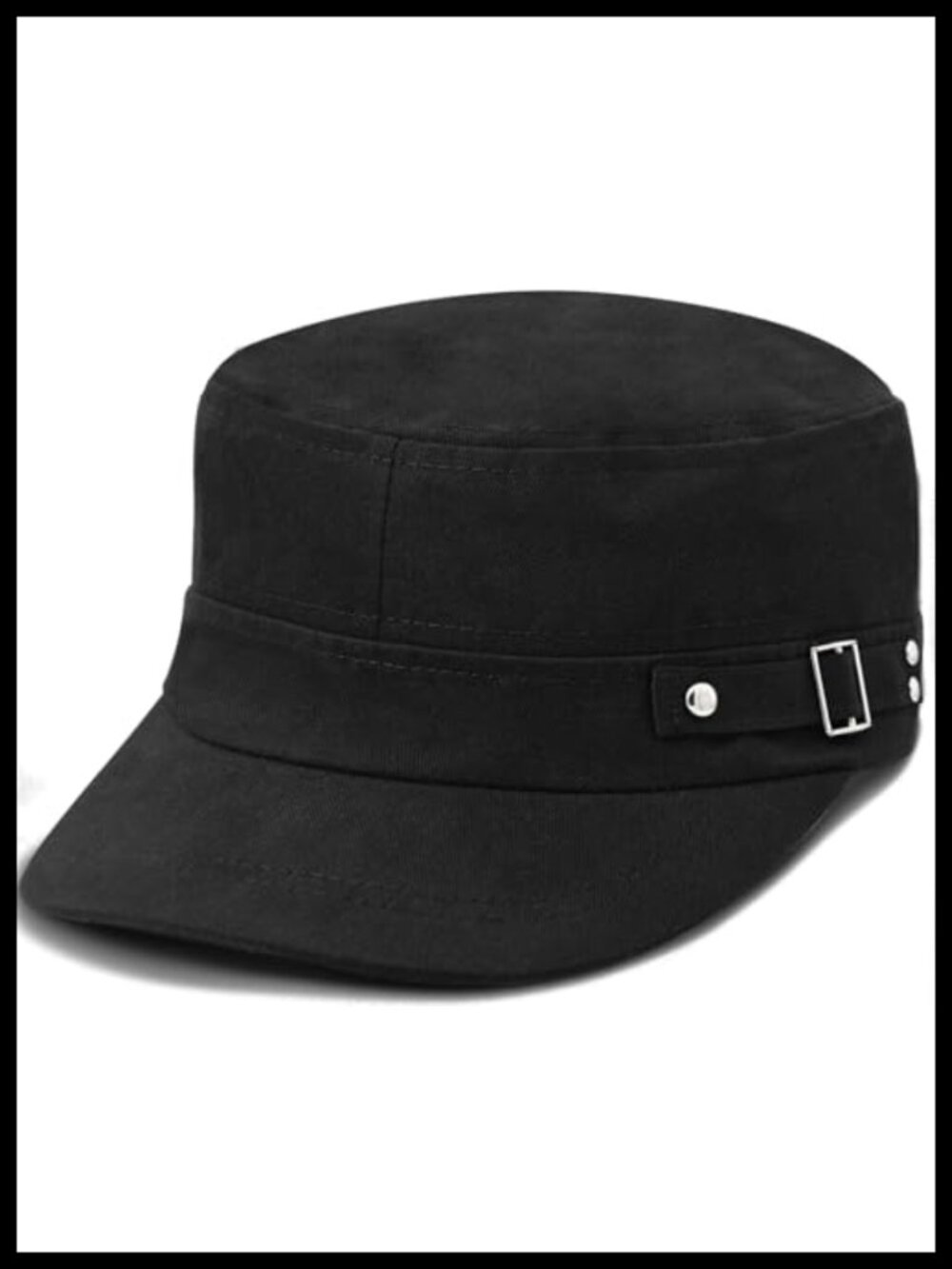 Military Flat Top Cap Cotton Adjustable Baseball Hat Wide Brim